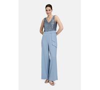 Overall VERA MONT "Damen mit Pailletten", Damen, Gr. 44, Normalgrößen, blau (light steel blau), Stoff, Obermaterial: 97% Polyester, 3% Elasthan. Futter: 100% Polyester, figurumspielend, V-Ausschnitt,