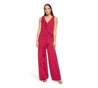 Overall VERA MONT "Damen mit Volant", Damen, Gr. 44, Normalgrößen, schwarz raspberry, Crêpe, Obermaterial: 95% Polyester, 5% Elasthan. Futter: 100% Polyester, figurbetont, V-Ausschnitt, Overalls Overa