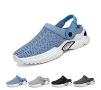 Overhil1s Mens Orthopedic Hollow Out Summer Sandals, Breathable Non-Slip Lightweight Sandals, Summer Casual Home Outdoor Mesh Slippers Mens Beach Shoes (Color : Blau, Size : 43 EU)