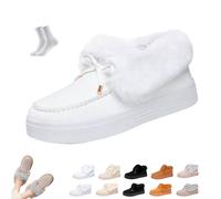 Overhil1s Winterstiefel for Damen 2026 Schneestiefel Ankle Booties Bequeme Warm Gefütterte Slipper Rutschfeste Mini Klassische Kurzstiefel Outdoor Slip-On Leichte Flache Schuhe(White1,41 EU)