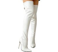 Overknee-Stiefel mit Stiletto-Absatz für Damen - Sexy, spitz zulaufende High-Heel-Oberschenkelstiefel, Lange Party-Stiefel in großen Größen mit Reißverschluss hinten