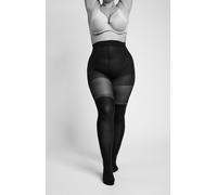 Overknee-Strumpfhose CAMANO "fine curvy", Damen, Gr. 44/46, schwarz, Obermaterial: 88% Polyamid, 12% Elasthan, unifarben, Strumpfhosen, DEN 70/30, Glitzerstreifen, Curvy-Tights (95760367-44) schwarz
