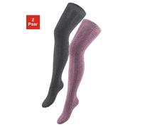 Overknees LAVANA, Damen, Gr. 35-38, rosa (schwarz, meliert, rosa, meliert), Baumwolle, Elasthan, Polyamid, meliert, elastisch, Socken, in Melangequalität (86047339-35) schwarz, meliert, rosa, meliert