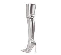 Overknees Stiefel Damen Sexy - Stiletto High Heels Stiefel Overknee Boots | Spitz Hohe Thigh High Boots Mit Absatz Lang Mit Reißverschluss Schuhe Overknee Leder Lack Lackstiefel