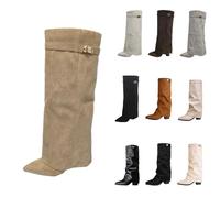 Overknees Stiefel Damen Shark Boots Schwarze Stiefe Slouchy Boots - Spitzer Zehenbereich Plateauabsatz Langschaft Knee High Boots Winter Warme Leder Mode Komfort Dressy Stiefel Kniestiefel Mittelalter