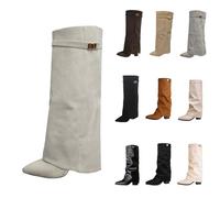 Overknees Stiefel Damen Shark Boots Schwarze Stiefe Slouchy Boots - Spitzer Zehenbereich Plateauabsatz Langschaft Knee High Boots Winter Warme Leder Mode Komfort Dressy Stiefel Kniestiefel Mittelalter