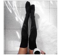 Overknees Strümpfe Damen Frauen Winter Baumwolle Dicke Häkeln Kabel Strick über Knie Lange Kofferraum Wolle Warme Oberschenkel Hohe Strümpfe Strumpfhosen Beinwärmer Schwarz Grau Halterlose Strümpfe (