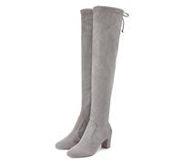 Overkneestiefel LASCANA "Slouchy Boots, Langschaft Stiefel, Schlupf-Boot", Damen, Gr. 38, Normalschaft, grau (braun), Obermaterial: 100% Textilmaterial. Decksohle: 100% Lederimitat. Futter: 100% Texti