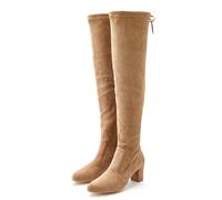 Overkneestiefel LASCANA "Slouchy Boots, Langschaft Stiefel, Schlupf-Boot", Damen, Gr. 41, Varioschaft, braun (sand), Obermaterial: 100% Textilmaterial. Decksohle: 100% Lederimitat. Futter: 100% Textil