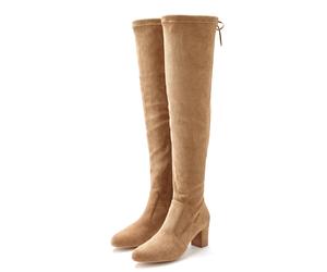 Overkneestiefel LASCANA "Slouchy Boots, Langschaft Stiefel, Schlupf-Boot", Damen, Gr. 41, Varioschaft, braun (sand), Obermaterial: 100% Textilmaterial. Decksohle: 100% Lederimitat. Futter: 100% Textil