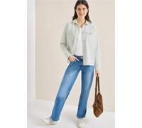 Jeansjacke CECIL, Damen, Gr. M (40), vanilleweiß, Web, 98% Baumwolle, 2% Elasthan, gestreift, comfort fit normal, V-Ausschnitt, Bündchen, Jacken Jeansjacke, im Denim-Style (53657505-M) vanilleweiß