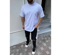 Oversize Herren Kurzarm T-Shirt Weiter Auschnitt Extra Lang Rundhals Dicker Stof Herrenshirt M Weiß