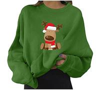 Oversize Hoodie Damen Damen Weihnachtsmode O-Neck Print Langarm Blusen Shirts Easy Tops Dicke Strickjacke Damen