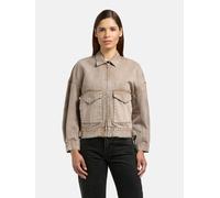 Jeansjacke KHUJO "NELINA", Damen, Gr. L, beige (latte braun), 100% Baumwolle, unifarben, regular fit hüftlang, Jacken Jeansjacke (36674602-L) latte braun