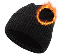 Oversize M/L/XL/XXL Merino Wolle Beanie Mütze für Damen & Herren - Fleece Gefüttert Große Wintermütze Ski Skull Cap für Big Heads, Schiefergrau, XL/XXL