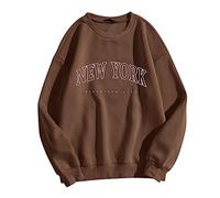 Oversize Pullover Damen New York - Oversized Sweatshirt Damen Langarmshirt T Shirt Langarm Vintage Oberteile Tops Lockere Aesthetic Klamotten T-Shirts Sweatshirts für Frauen Teenager Mädchen