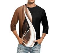 Oversize Pullover Herren Hemd Weiss 3D Aufdruck Rundhals 3/4 Ärmel Tshirt Casual Regular Fit Tee Shirt Oberteile Business Sweetshirts/Herren