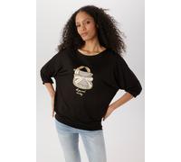 Oversize-Shirt ANISTON SELECTED, Damen, Gr. 44, weiß, neutral, Single Jersey, Obermaterial: 95% Viskose, 5% Elasthan, lässig geschnitten hüftbedeckend, Rundhals, Fledermausärmel Bündchen, Shirts, mit
