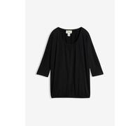 Oversize-Shirt BONPRIX "Oversize-Shirt aus Viskose-Mix", Damen, Gr. 36/38 (S), schwarz, Obermaterial: 64% Polyester, 32% Viskose, 4% Elasthan, lässig geschnitten, Shirts, lässig geschnittene Passform,