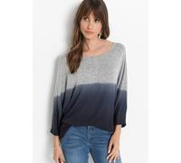 Oversize-Shirt BONPRIX, Damen, Gr. 36/38 (S), grau, dunkelblau meliert, Obermaterial: 75% Viskose, 21% Polyester, 4% Elasthan, oversize, Shirts, Oversize-Passform, 3/4-Ärmel, mit Farbverlauf (28457349