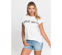 Oversize-Shirt BONPRIX, Damen, Gr. 36/38 (S), weiß (weiß statement), Obermaterial: 100% Baumwolle, bequem, Shirts Oversize-Shirt (36391259-36)