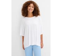 Oversize-Shirt BONPRIX, Damen, Gr. 48/50 (XL), weiß, Jersey, Obermaterial: 95% Viskose, 5% Elasthan, unifarben, oversize Po-bedeckend, Rundhals, Shirts, oversize Passform, Halbarm-Design, aus Viskose