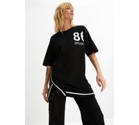 Oversize-Shirt BONPRIX "Oversize-Shirt aus softem Viskose-Mix", Damen, Gr. 36/38 (S), schwarz, Obermaterial: 50% Baumwolle, 50% Viskose. Besatz: 100% Baumwolle, bequem, Shirts Oversize-Shirt, Oversize