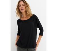 Oversize-Shirt BONPRIX "Oversize-Shirt aus Viskose-Mix", Damen, Gr. 36/38 (S), schwarz, Obermaterial: 64% Polyester, 32% Viskose, 4% Elasthan, lässig geschnitten, Shirts, lässig geschnittene Passform,