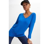 Oversize-Shirt BONPRIX "Oversized-Shirt aus fließender Viskose", Damen, Gr. 44/46 (L), blau (arktikblau), Obermaterial: 95% Viskose, 5% Elasthan, bequem, Shirts, Oversized-Shirt aus fließender Viskose