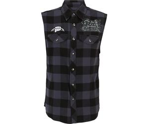 Oversize-Shirt BRANDIT "Brandit Ozzy Checkshirt Sleeveless", Herren, Gr. 3XL, schwarz (schwarz, grau), 100% Baumwolle, kariert, normal, amerikanischer Ausschnitt, Shirts (47720730-XXXL) schwarz, grau