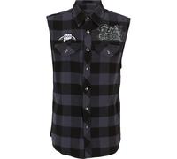 Oversize-Shirt BRANDIT "Brandit Ozzy Checkshirt Sleeveless", Herren, Gr. 4XL, schwarz (schwarz, grau), 100% Baumwolle, kariert, normal, amerikanischer Ausschnitt, Shirts (47720730-4XL) schwarz, grau