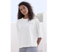 Oversize-Shirt COPENHAGEN STUDIOS "mit hochwertiger Logostickerei", Damen, Gr. XS (34), weiß (hellweiß), Single Jersey, Obermaterial: 100% Baumwolle, unifarben, oversize, Rundhals, weit normaler Saum,