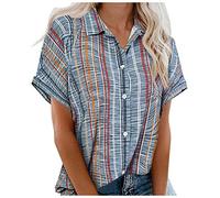 Oversize Shirt Damen Vintage Damen Lose Casual Sommer Kurzarm V-Ausschnitt Vintage Textur Print Bluse Tops T-Shirt für T-Shirts Kurzärmelig Tunika Lässig Urlaub Loose Tees Mädchen Locker mit Süß M
