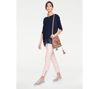 Oversize-Shirt HEINE "Oversized Shirt", Damen, Gr. 34, blau (marine), 95% Viskose, 5% Elasthan, Chiffon:100% Polyester, unifarben, Rundhals, Shirts (87276566-34) marine