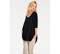 Oversize-Shirt HEINE "Oversized Shirt", Damen, Gr. 36/38, schwarz, 95% Viskose, 5% Elasthan, unifarben, V-Ausschnitt, Shirts (25294100-36) schwarz