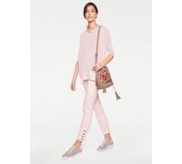 Oversize-Shirt HEINE "Oversized Shirt", Damen, Gr. 40/42, rosa (rosé), 95% Viskose, 5% Elasthan, Chiffon:100% Polyester, unifarben, Rundhals, Shirts (45694452-40) rosé