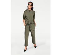 Oversize-Shirt HEINE "Oversized Shirt", Damen, Gr. 42, grün (khaki), 70% Viskose, 25% Polyamid, 5% Elasthan, unifarben, Shirts (83895824-42) khaki