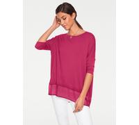 Oversize-Shirt HEINE "Oversized Shirt", Damen, Gr. 44/46, pink, 95% Viskose, 5% Elasthan, Chiffon:100% Polyester, unifarben, Rundhals, Shirts (76075344-44) pink