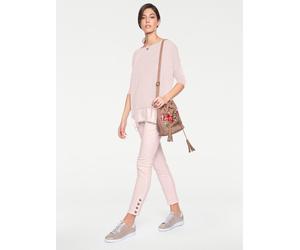 Oversize-Shirt HEINE "Oversized Shirt", Damen, Gr. 44/46, rosa (rosé), 95% Viskose, 5% Elasthan, Chiffon:100% Polyester, unifarben, Rundhals, Shirts (45694452-44) rosé
