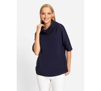 Oversize-Shirt HEINE "Oversized Shirt", Damen, Gr. 44, blau (marine), 70% Viskose, 25% Polyamid, 5% Elasthan, unifarben, Shirts (19272313-44) marine