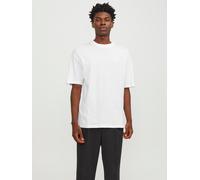 Oversize-Shirt JACK & JONES "JJEBRADLEY Oversize T-Shirt mit klassischem Rundhalsausschnitt", Herren, Gr. M, weiß, Jersey, Obermaterial: 100% Baumwolle, unifarben, oversize taillenbedeckt, Rundhals, S