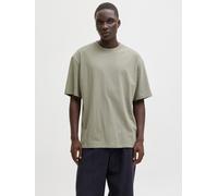 Oversize-Shirt JACK & JONES "JJEBRADLEY Oversize T-Shirt mit klassischem Rundhalsausschnitt", Herren, Gr. S, grün (vetiver), Jersey, Obermaterial: 100% Baumwolle, unifarben, oversize taillenbedeckt, R