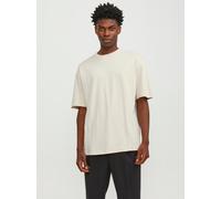 Oversize-Shirt JACK & JONES "JJEBRADLEY Oversize T-Shirt mit klassischem Rundhalsausschnitt", Herren, Gr. XXL, weiß (moonbeam), Jersey, Obermaterial: 100% Baumwolle, unifarben, oversize taillenbedeckt