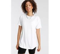 Oversize-Shirt TAMARIS, Damen, Gr. 36/38, weiß, Jersey, Obermaterial: 100% Baumwolle, Basic, weit Po-bedeckend, Rundhals, Shirts Oversize-Shirt, in Longform mit abgerundetem Saum (68656751-36)