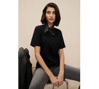 Oversize-Shirt TAMARIS, Damen, Gr. 40/42, schwarz, Jersey, Obermaterial: 100% Baumwolle, Basic, weit Po-bedeckend, Rundhals, Shirts, in Longform mit abgerundetem Saum (84086946-40) schwarz