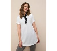 Oversize-Shirt TAMARIS, Damen, Gr. 40/42, weiß, Jersey, Obermaterial: 100% Baumwolle, Basic, weit Po-bedeckend, Rundhals, Shirts, in Longform mit abgerundetem Saum (68656751-40) weiß