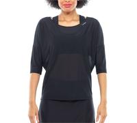 WINSHAPE Damen Functional Light 3/4-arm Mesh-dance Top Dt107 Leicht Transparent T-Shirt, Schwarz, XL EU