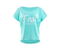 WINSHAPE Damen Ultra Leichtes Modal-kurzarmshirt Mct002 Mit Weißem Glitzer-aufdruck „first Need Coffee” T-Shirt, Mint-weiss, M EU