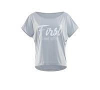 Winshape Damen Ultra leichtes Modal-Kurzarmshirt MCT002 Glitzer-Aufdruck „First I Need Coffee” T-Shirt, Cool-Grey-Weiss, S