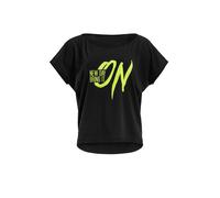 Oversize-Shirt WINSHAPE "MCT002 ultra leicht" Gr. XS, schwarz (schwarz, glitzer neon gelb) Damen Shirts (88433004-XS) schwarz, glitzer neon gelb
